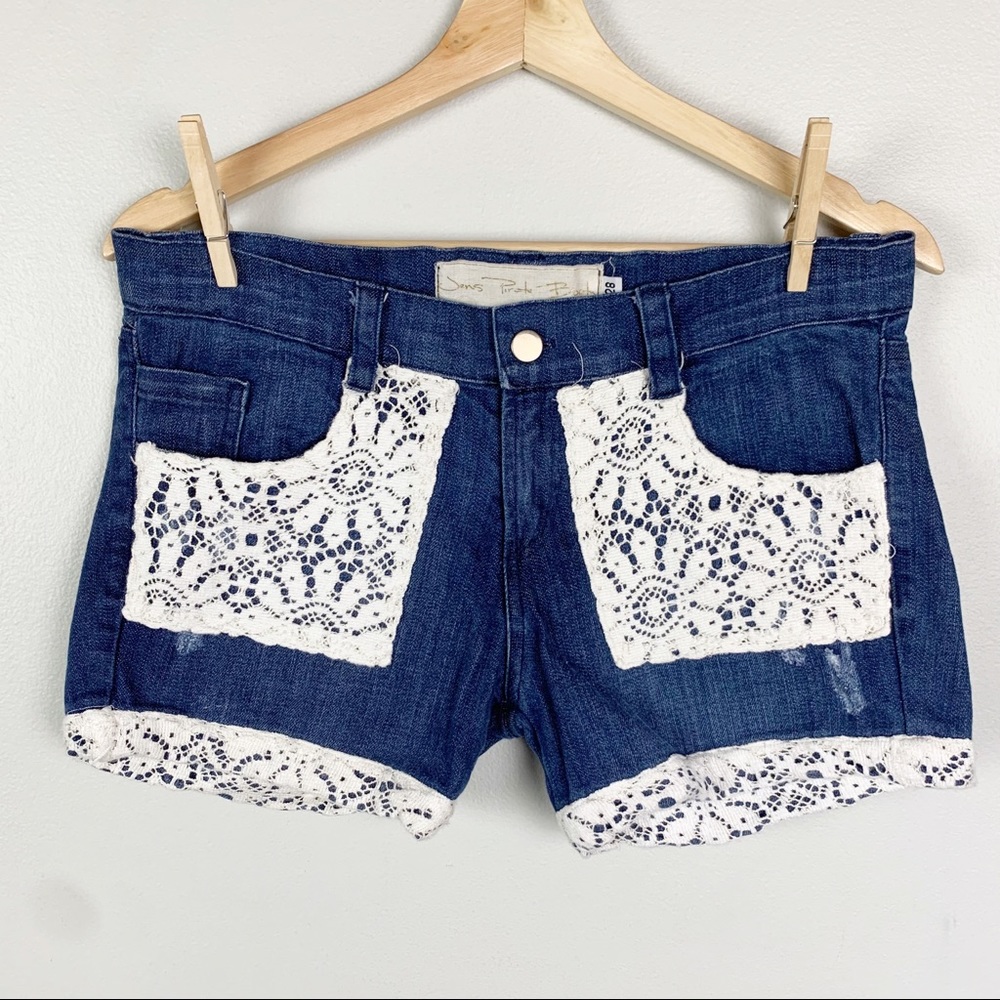 JEN’S PIRATE BOOTY Crochet Boho Short Shorts Festival Style US 28